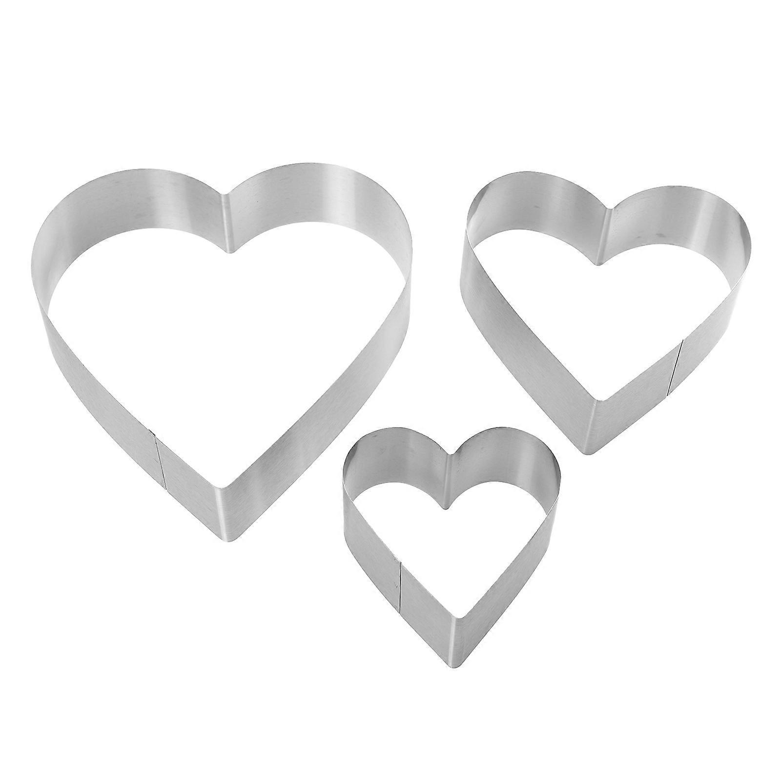 3-teiliges Diy-kuchenform-set, Schicke Herzform, Kuchenbackform-werkzeug Für Die Küche-20x19.5cm-silver