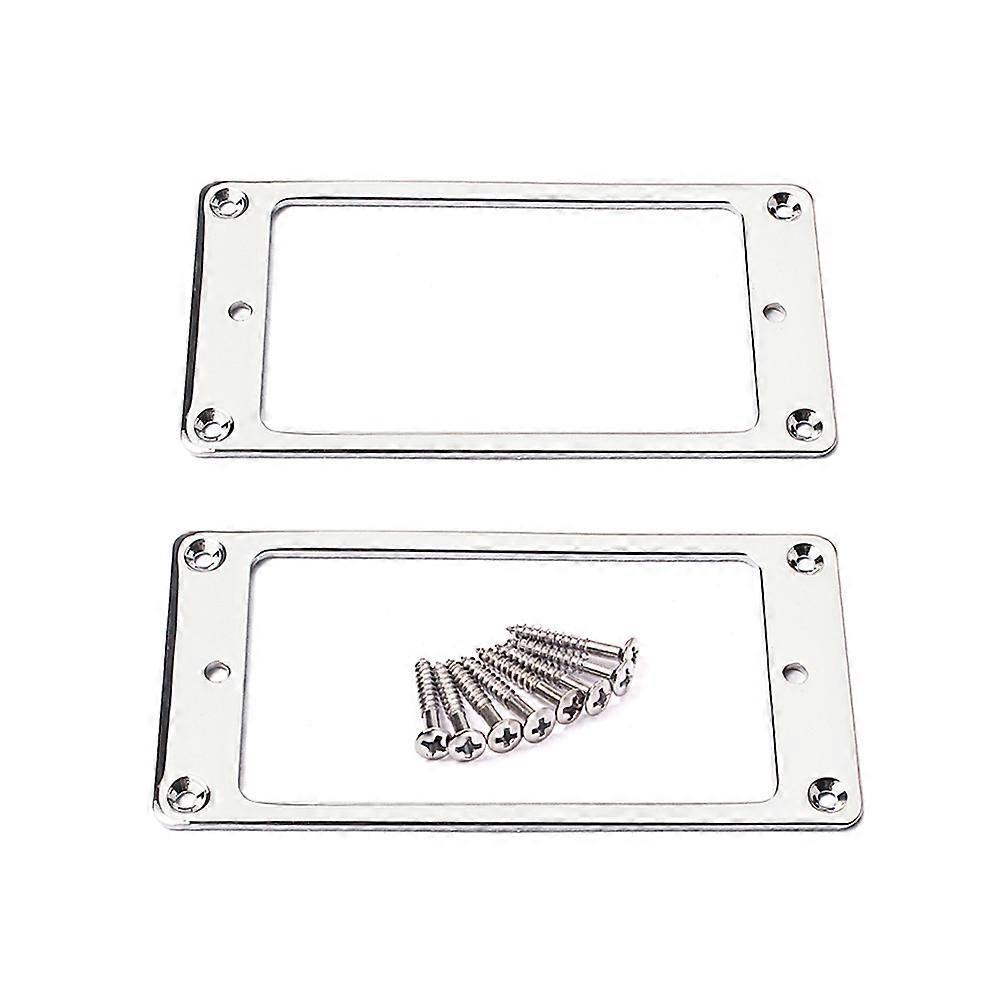 Stück Flache Metall-humbucker-tonabnehmer-befestigungsringe, Rahmen-befestigungsring, Flache Basis, Tonabnehmerrahmen Mit Schrauben, 92 X 46 Mm (silber)-9.20x4.60x0.20cm-silver