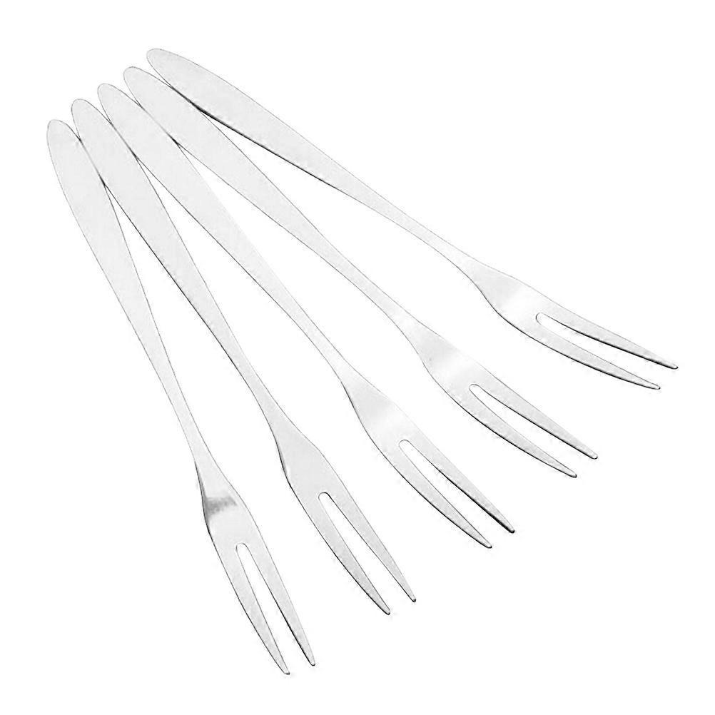 6-teiliges Set Edelstahlgabeln, Zweizinkige Edelstahlgabeln, Dessertgabeln, Obstgabeln, Partybesteck-12.80x0.90x0.20cm-silver
