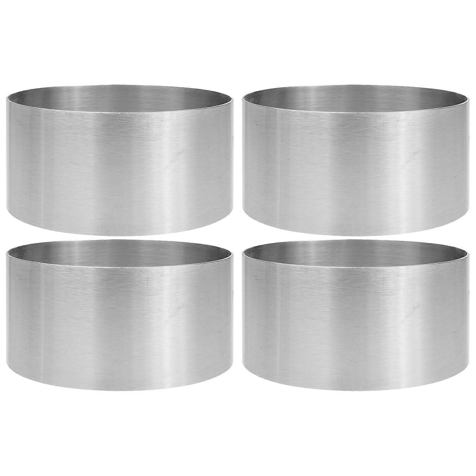 4-teiliges Set Runder Edelstahlformen Für Kuchen, Kekse Und Mousse – Ideal Zum Backen Zu Hause-10.00x10.00x5.00cm-silver