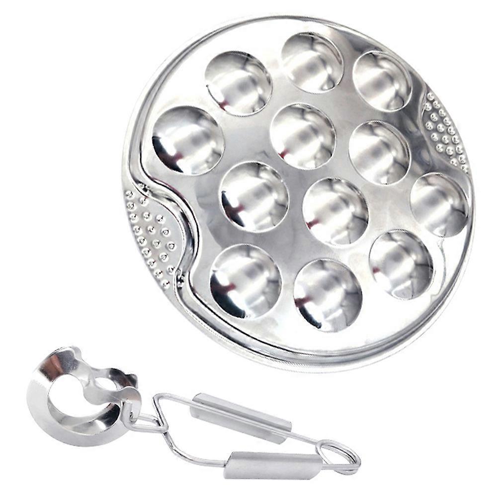 1 Set Edelstahl-schneckenteller Mit Pilzmotiv Und 12 Fächern-19x19x2.5cm-silver