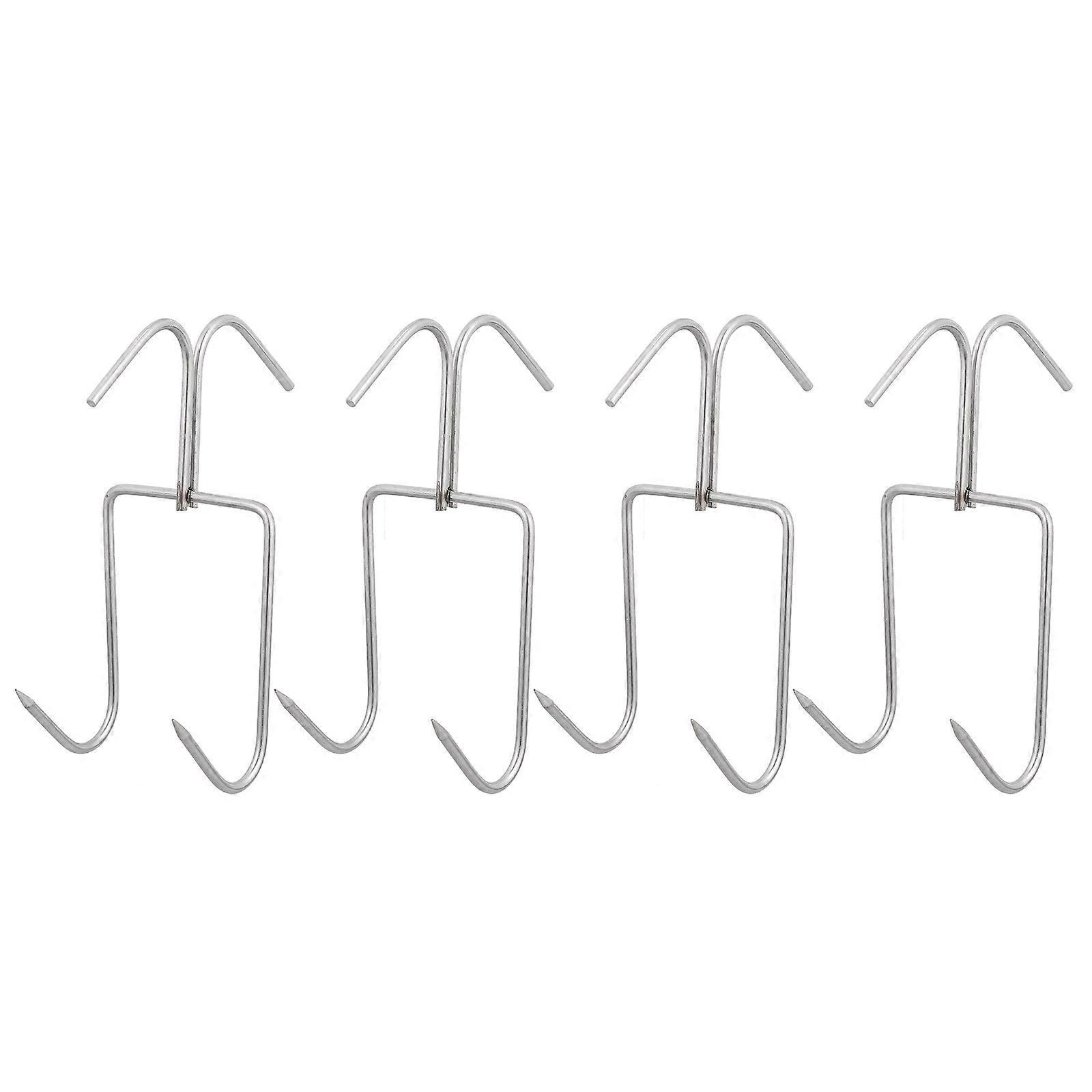 Stück Edelstahlhaken, Verdickte Fleischhaken, Doppelreihige Grillhaken Für Zuhause-13.5x9x6.5cm-silver