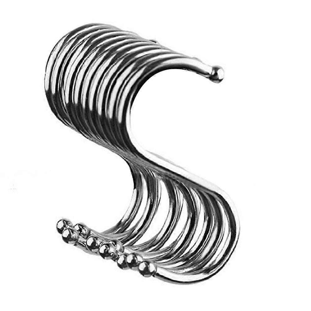 10 Stück Robuste, S-förmige, Rostfreie Metallkleiderbügel, Metallhaken, Topfhaken - Größe S (silber)-7.00x2.50x0.30cm