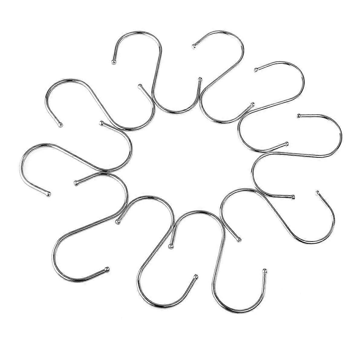 Pixnor 10 Stück S-förmige, Rostfreie Edelstahl-kleiderhaken/topfhaken - Größe L (silber)-l
