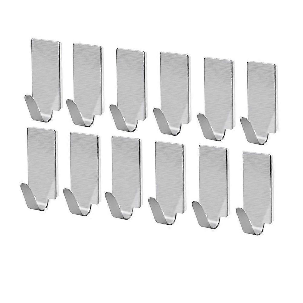 12 Stück Selbstklebende Handtuchhaken Aus Edelstahl, Handtuchhalter, Wandhaken Für Küche Und Badezimmer-12pcs-silver