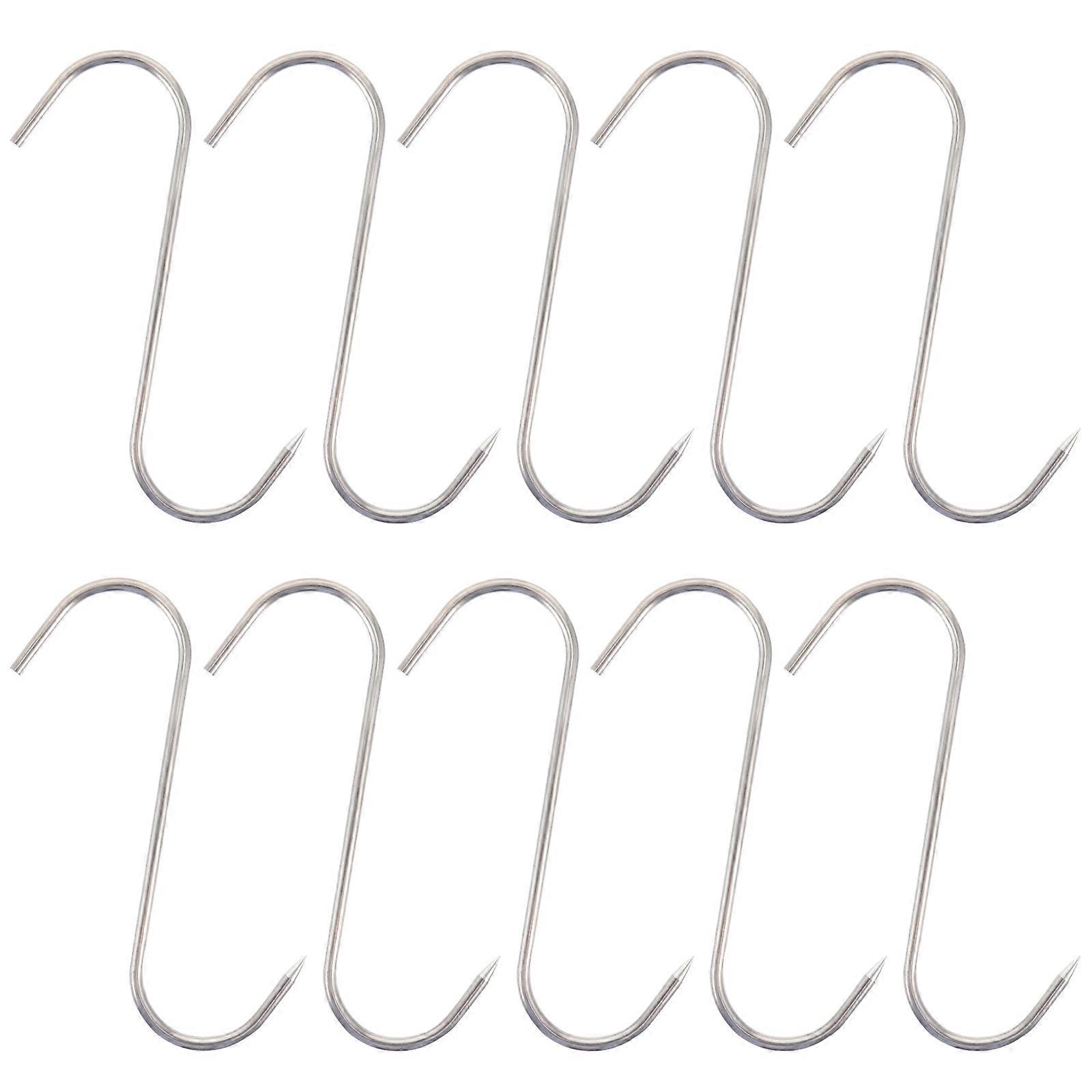 10 Stück Fleischverarbeitungshaken Für Die Verarbeitung Von Speck, Fleisch Und Schinken-13x10x0.4cm-silver