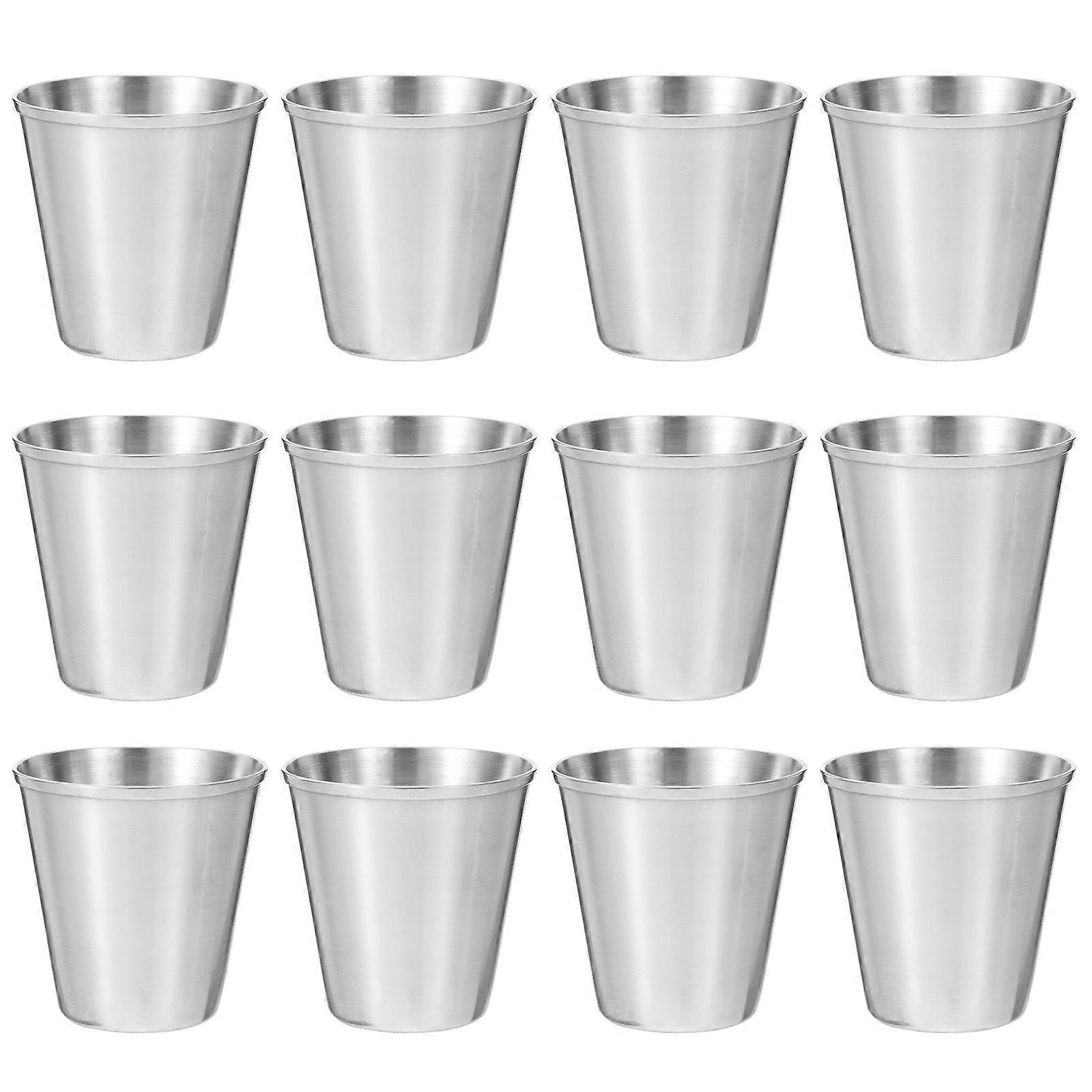 12er-set Edelstahl-schnapsbecher, Tragbare Trinkbecher, Spirituosenbecher, Weinbecher, Saucenbecher (30 Ml)-4.00x4.00x4.00cm-silver
