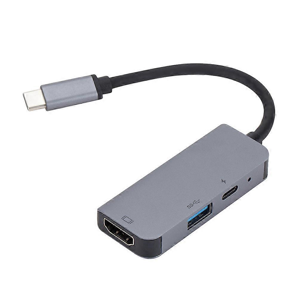 Usb 3.1 Usb-c Hub 3-in-1 Multi-port Typ-c Adapter Auf Typ-c-buchse Und -stecker Sowie Pd-ladeanschluss Für Computer (silber Und Hellgrau)-6x5.3cm-silver