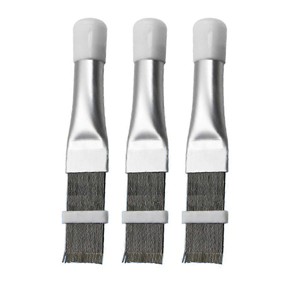 3-teiliges Kondensatorkamm-räumbürsten-set Aus Edelstahl Für Klimaanlagen, Zum Richten Und Reinigen Der Kühlrippen (silber)-6.5x2x14.5cm-silver