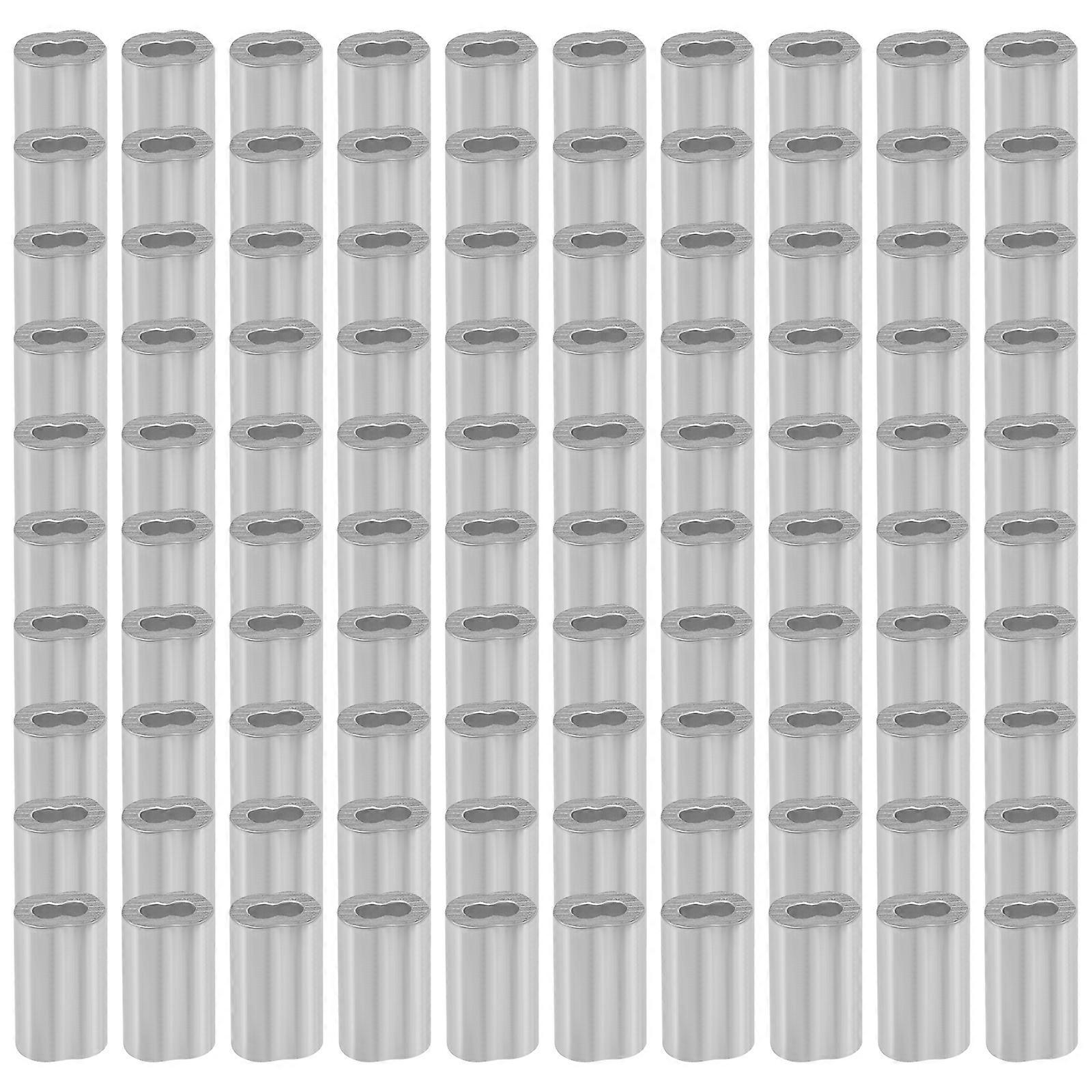 100 Stück Aluminium-crimpschlaufenhülsen, Aluminium-crimpschlaufen-drahtseilbeschläge-0.9x0.5cm-silver