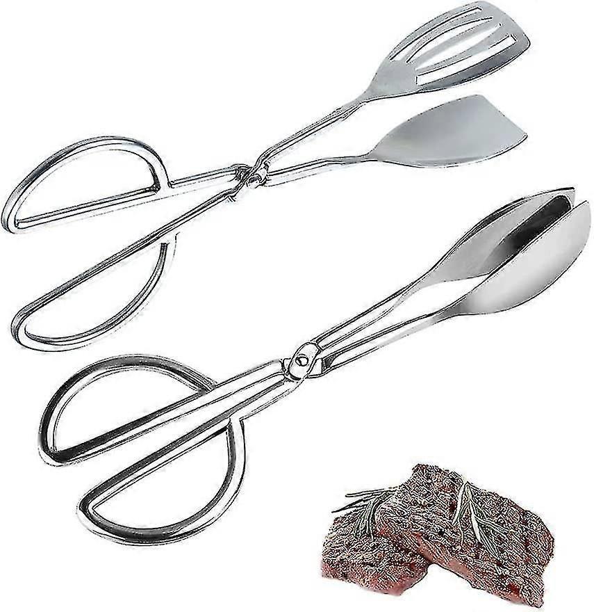Küchenzange Aus Edelstahl, 2-teilige Salatzange Aus Edelstahl, Salatzange, Buffetzange, Salatbuffetzange (silber)