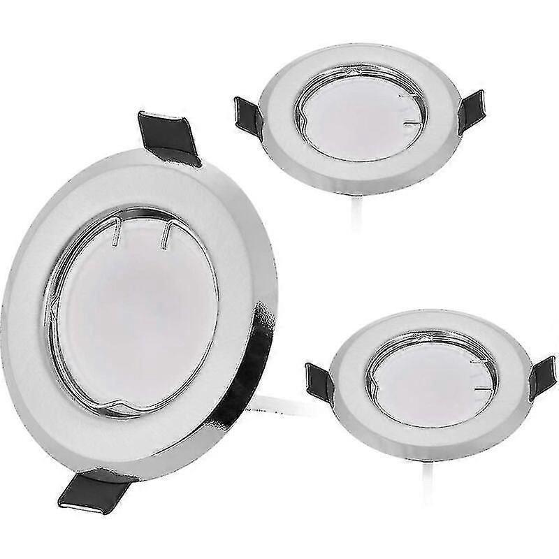 Set Mit 3 Ultraflachen Led-einbaustrahlern Mit Je 3 Dimmbaren 5-w-leuchtmitteln (220 V), 55-mm-bohrung, Dimmbar, Warmweiß (3000 K), 120° Abstrahlwinkel