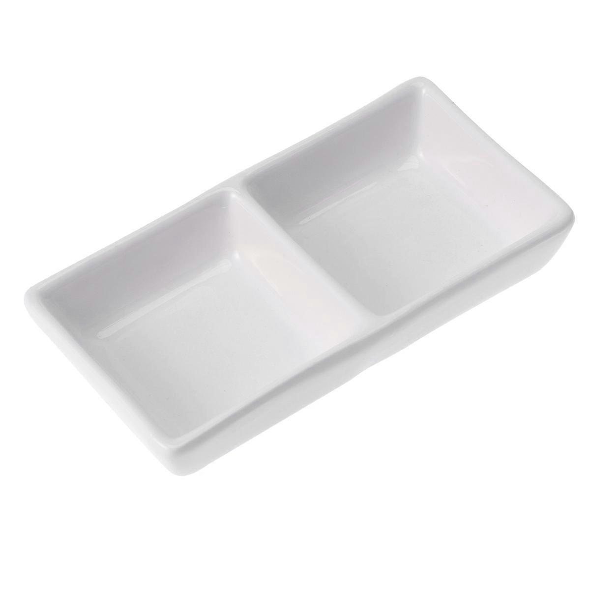5,5 Zoll (ca. 14 Cm) Große, Reinweiße Keramik-servierplatte Für Vorspeisen, 2-teilige Saucenschalen, Unterteilte Snackschalen Für Gewürzgerichte Und Sojasauce (weiß)-white