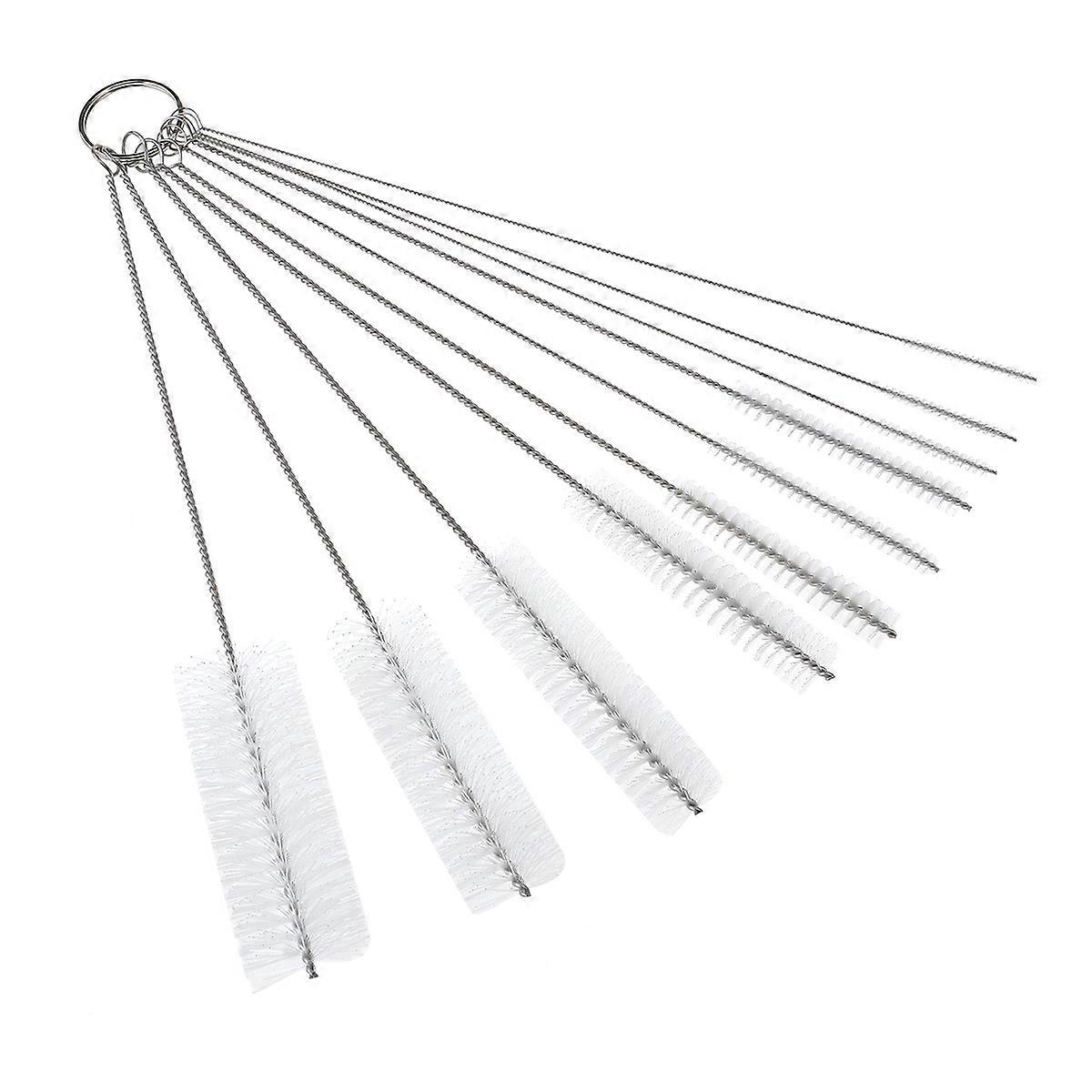10 Stück Nylon-rohrbürsten Zur Reinigung Von Trinkhalmen, Gläsern, Tastaturen Und Schmuck (weiß)-white