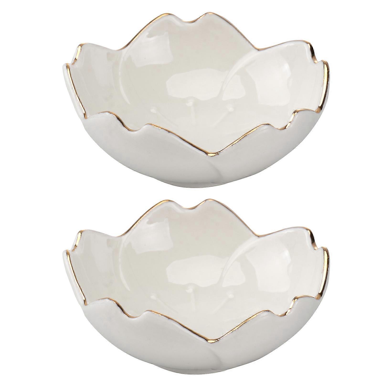 2er-set Keramik-gewürzschalen Mit Sakura-design, Porzellan-saucenteller Für Gewürze, Küche, Grill (weiß)-7.00x7.00x2.80cm-white
