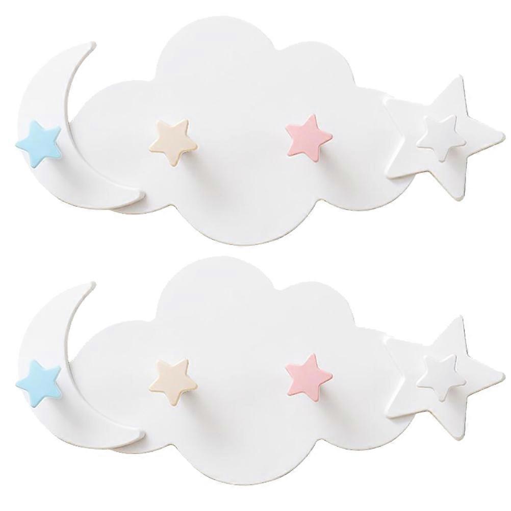 Stück Hübsche, Wolken-, Mond- Und Sternförmige Haken, Selbstklebende Wandhaken, Wandregale (weiß)-29.8x14cm-white