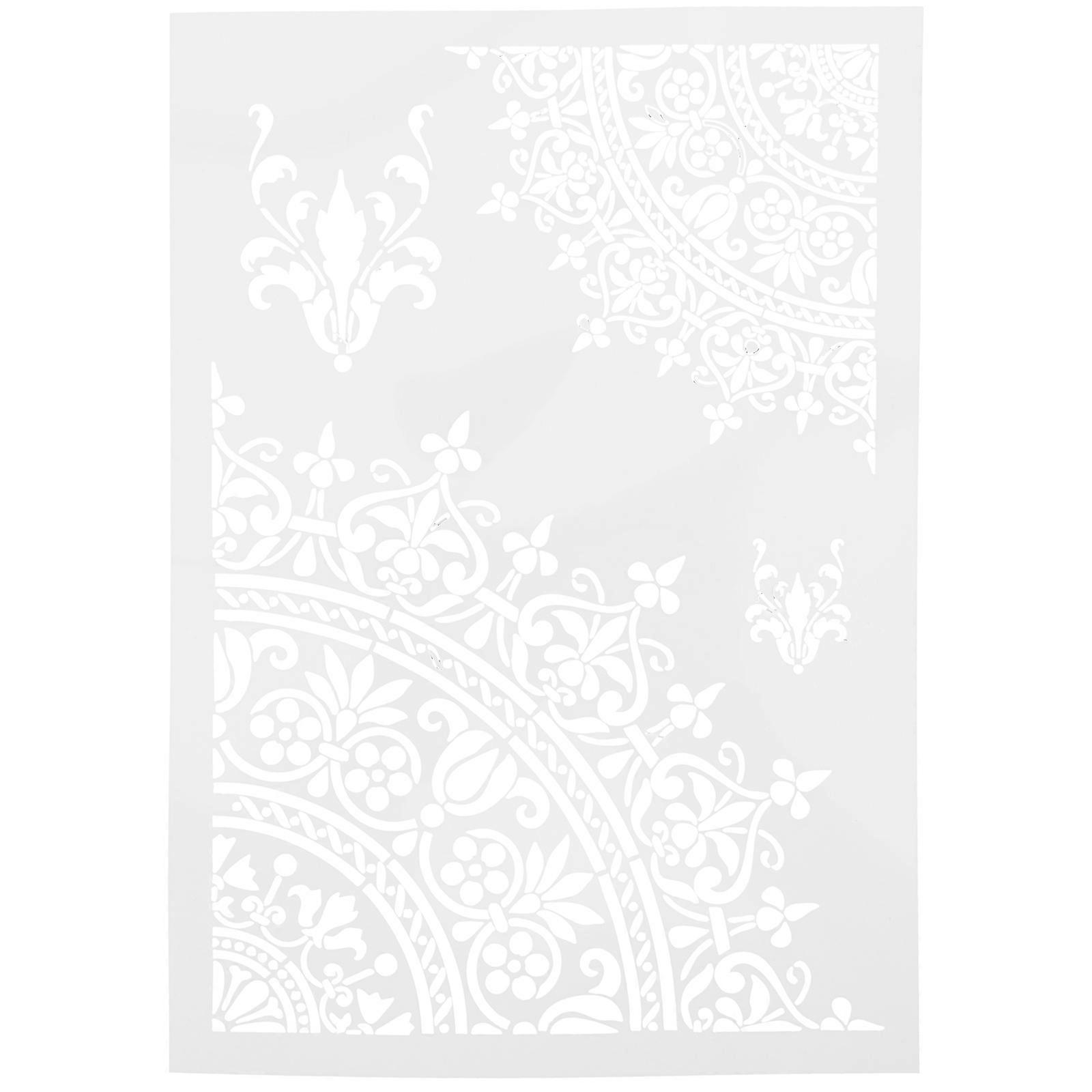 Diy-bastelschablonen, Hohle Kunststoff-malschablonen, Diy-zeichenform, Blumendesign (weiß)-29.70x20.80x0.10cm-white