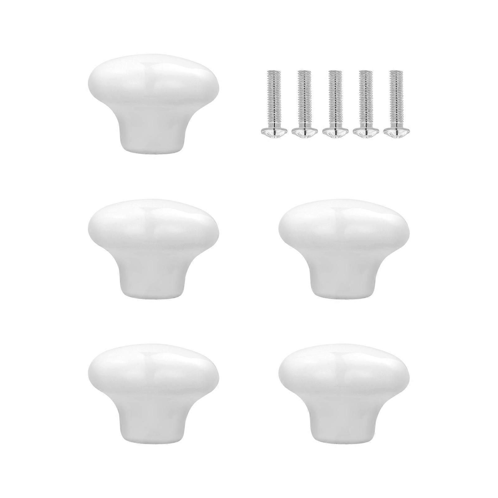 Winomo 5er-pack Robuste Runde Keramik-küchenschrank-schubladen-türknöpfe Und -griffe (weiß)-3.00x3.00x2.00cm