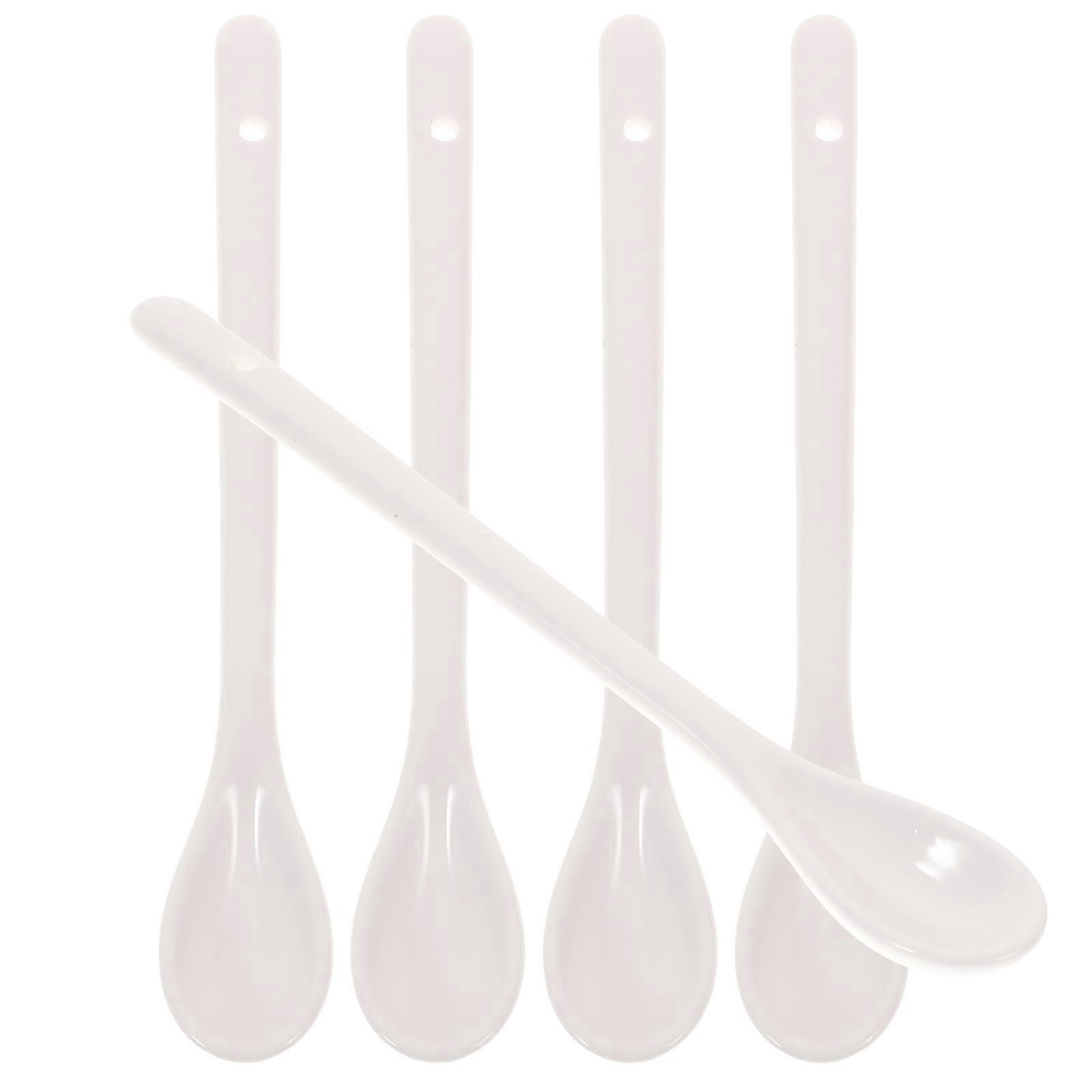 Große Suppenlöffel Aus Keramik Mit Langem Griff, Kaffeelöffel, Küchenlöffel Zum Essen Von Suppe Und Brei (weiß)-17.00x2.50x1.00cm-white