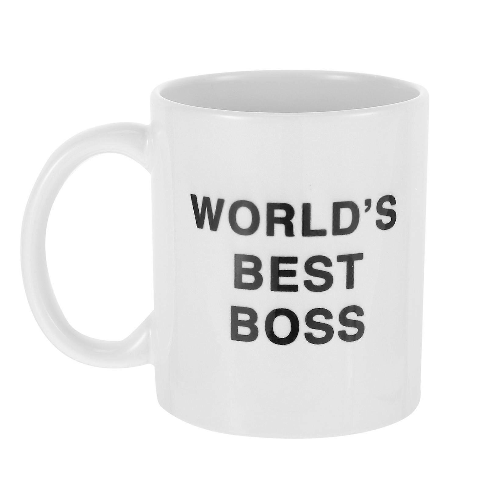 350 Ml Keramikbecher Dunder Mifflin „worlds Best Boss“ Wasserbecher Persönlichkeit Büro Kaffeebecher (weiß)-9.5x8cm-white