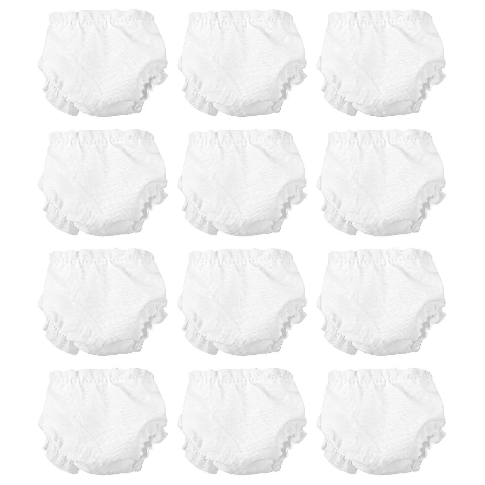 12 Weiße Babypuppenhöschen, Mini-anziehspielkleidung, Puppenzubehör-7x7x0.1cm-white