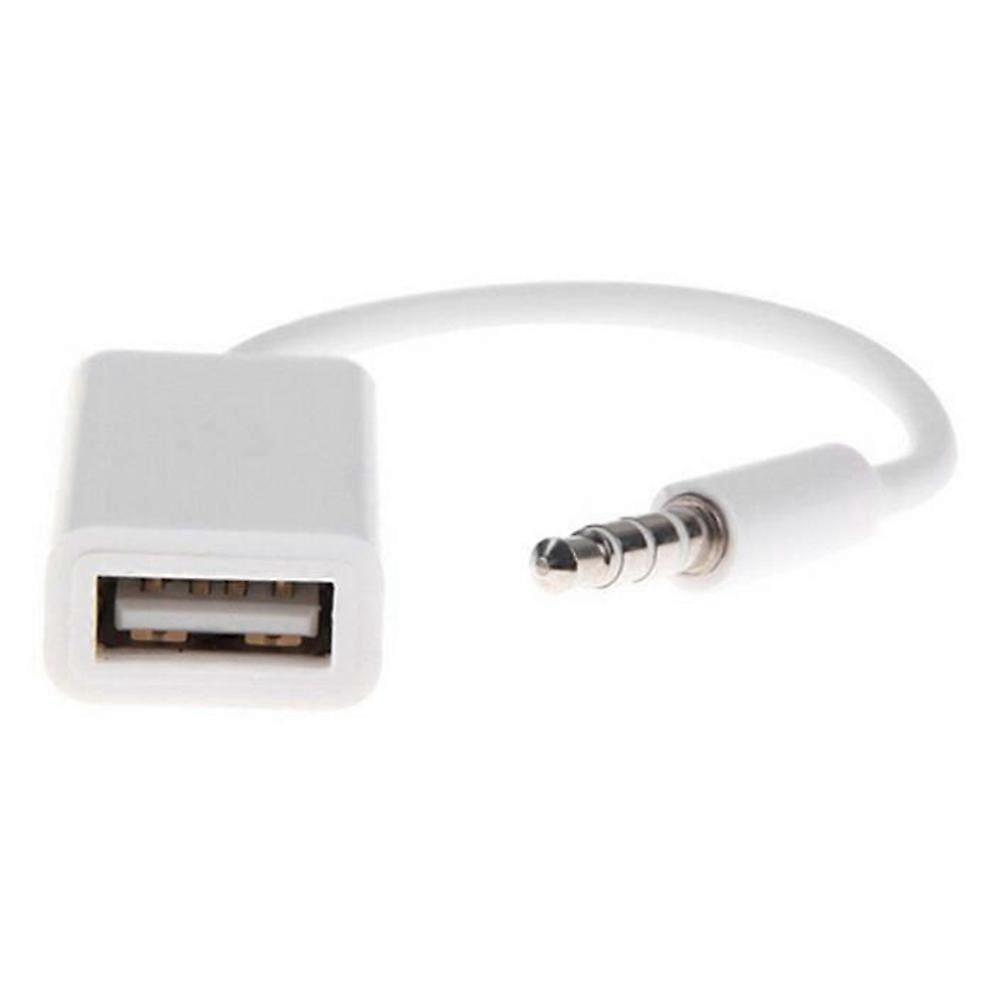3,5-mm-aux-klinkenstecker Auf Usb 2.0-buchse Konverterkabel Für Auto-mp3-player (weiß)-18.00x1.00x0.60cm-white