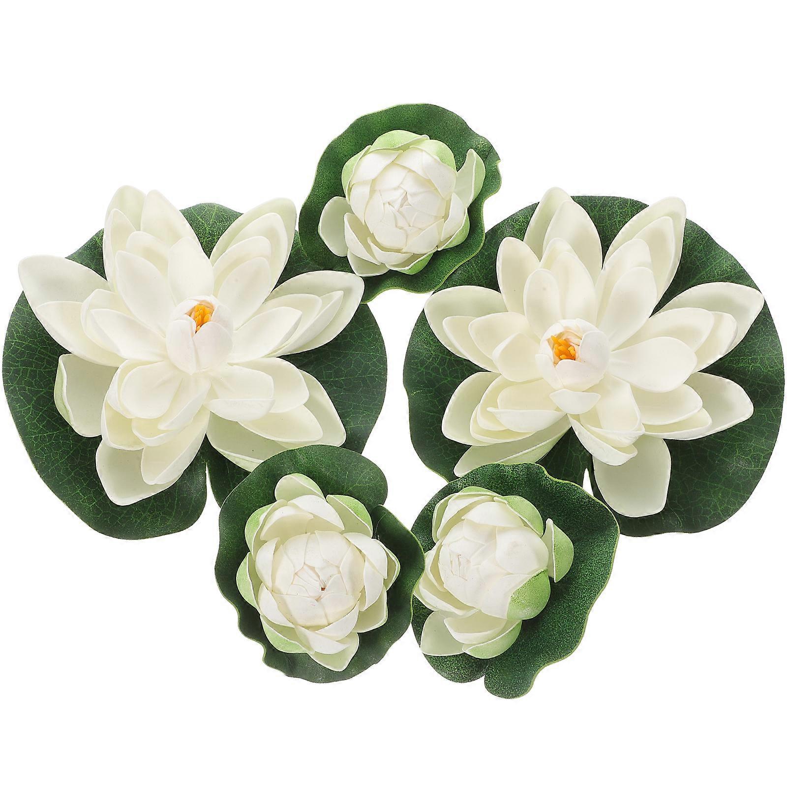 5 Stück Modische Und Kreative Künstliche Teichpflanzen Lotus-lilien (weiß)-18x18cm-white