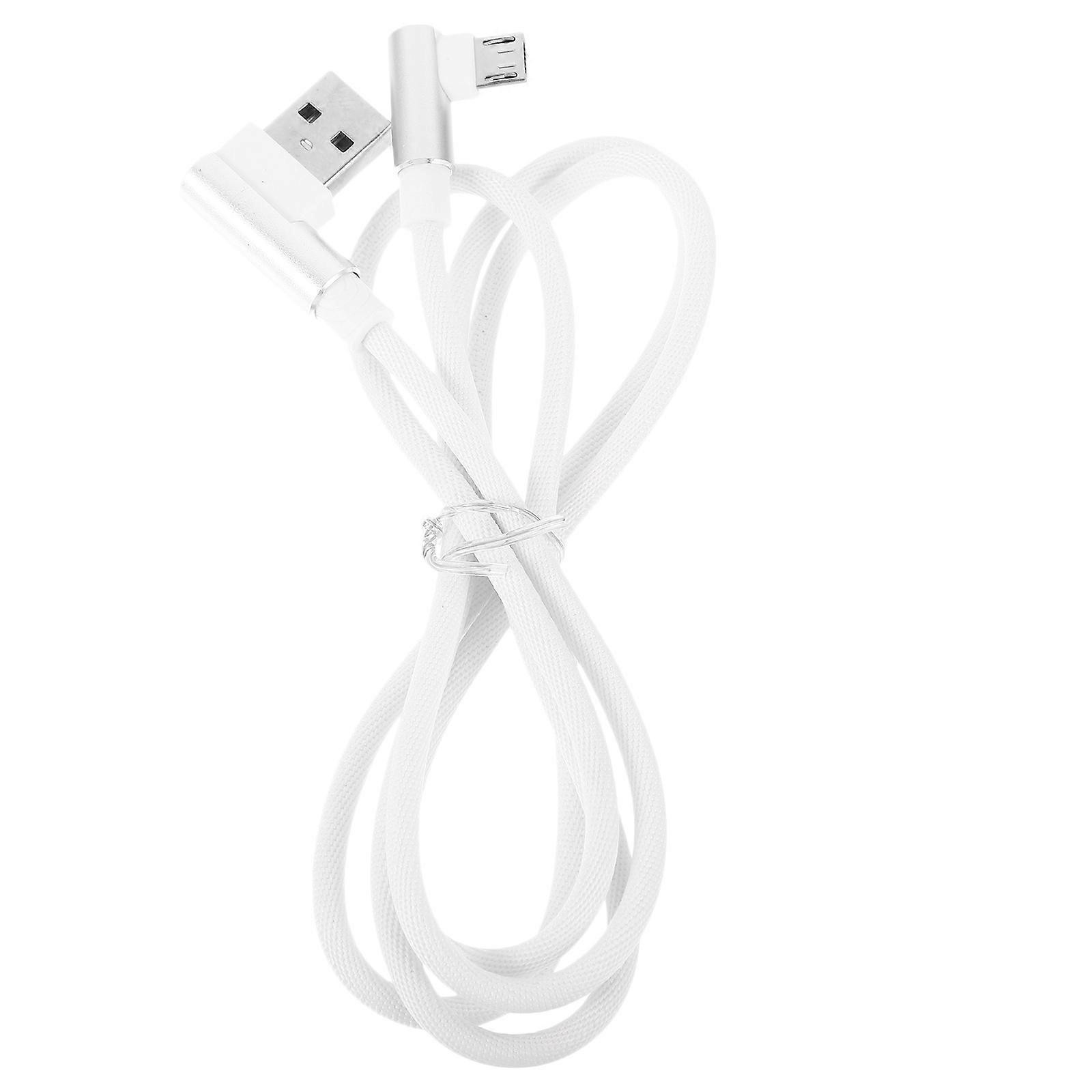 1 M Langes, Rechtwinkliges Usb-micro-kabel, Geflochten, Usb 2,4 A Auf 90 Grad, Datenkabel/ladekabel Für Universelle Android-telefone (weiß)-100.00x2.50x0.90cm-white