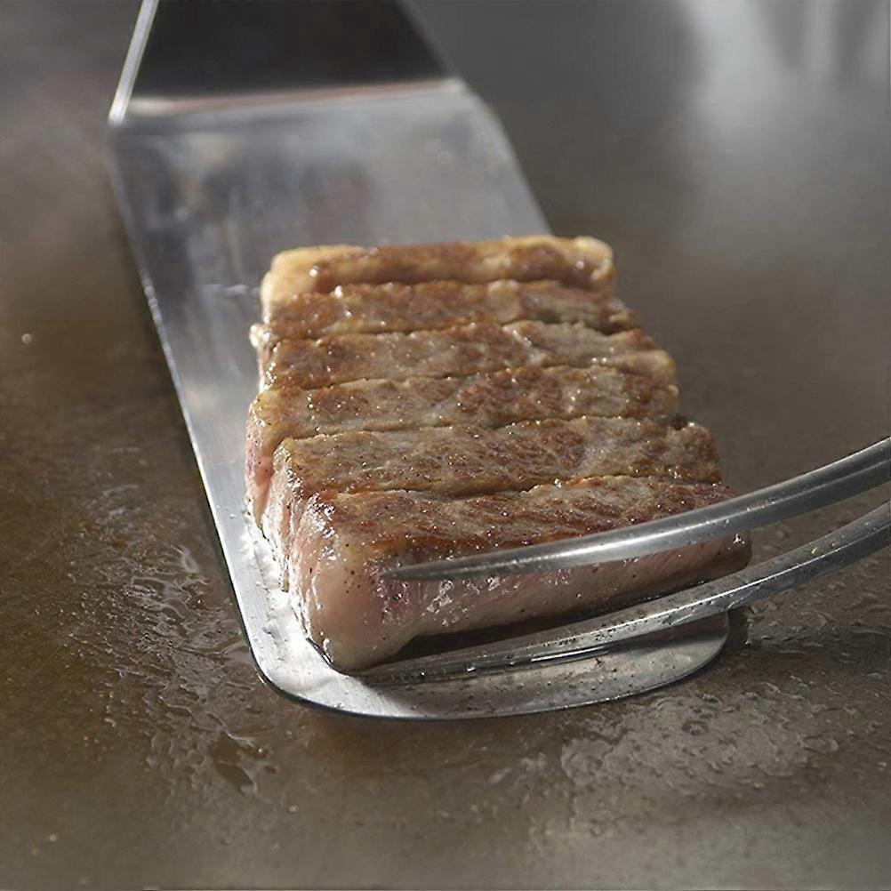1 Stück Rindersteak-schaufel Mit Holzgriff, Edelstahl-grillschaufel Mit Flacher Basis, Vielseitiges Grillwerkzeug Für Den Außenbereich, Ideal Zum Backen Und Für Zuhause.-white
