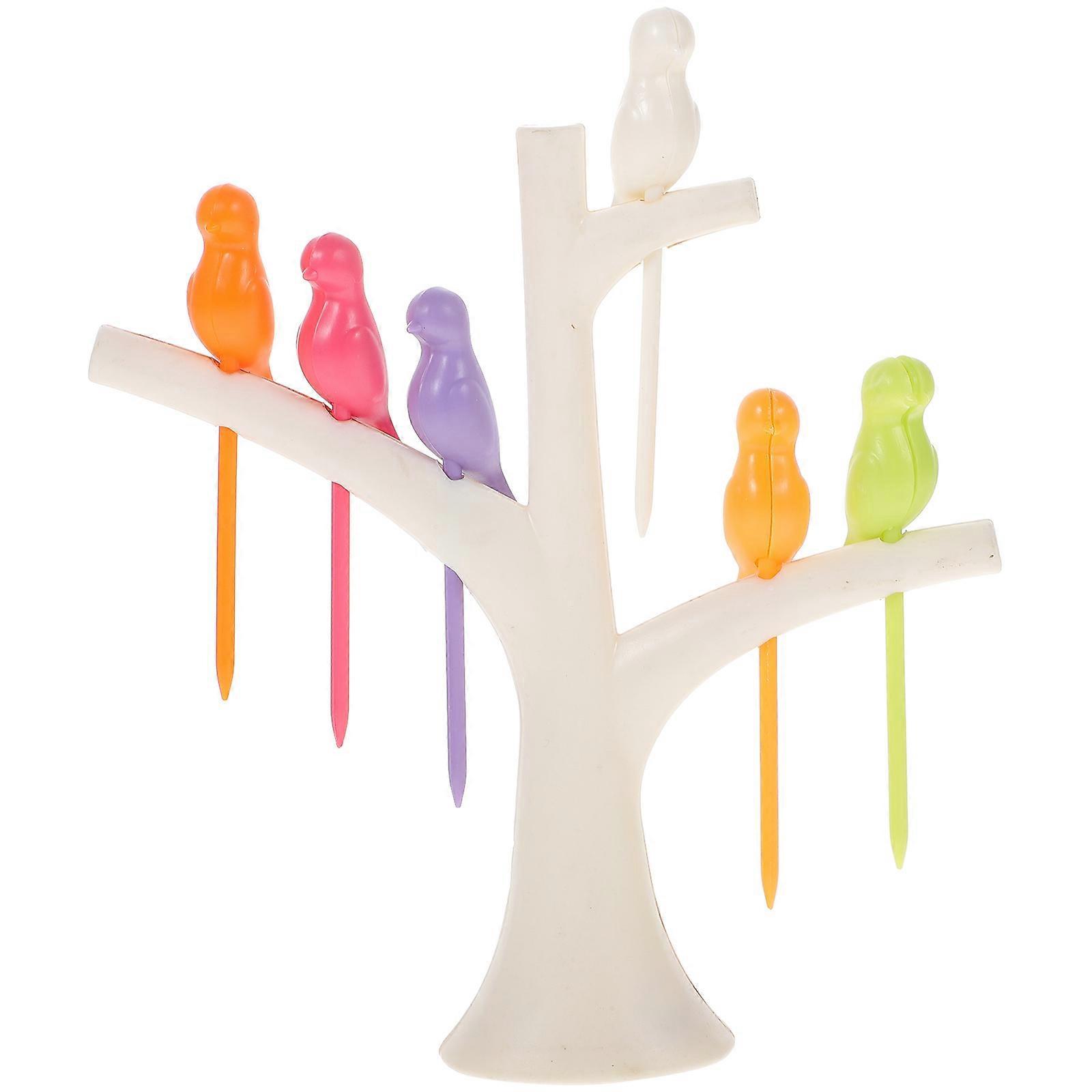 Obstgabel Aus Kunststoff In Baum- Und Vogelform (weiß)-white