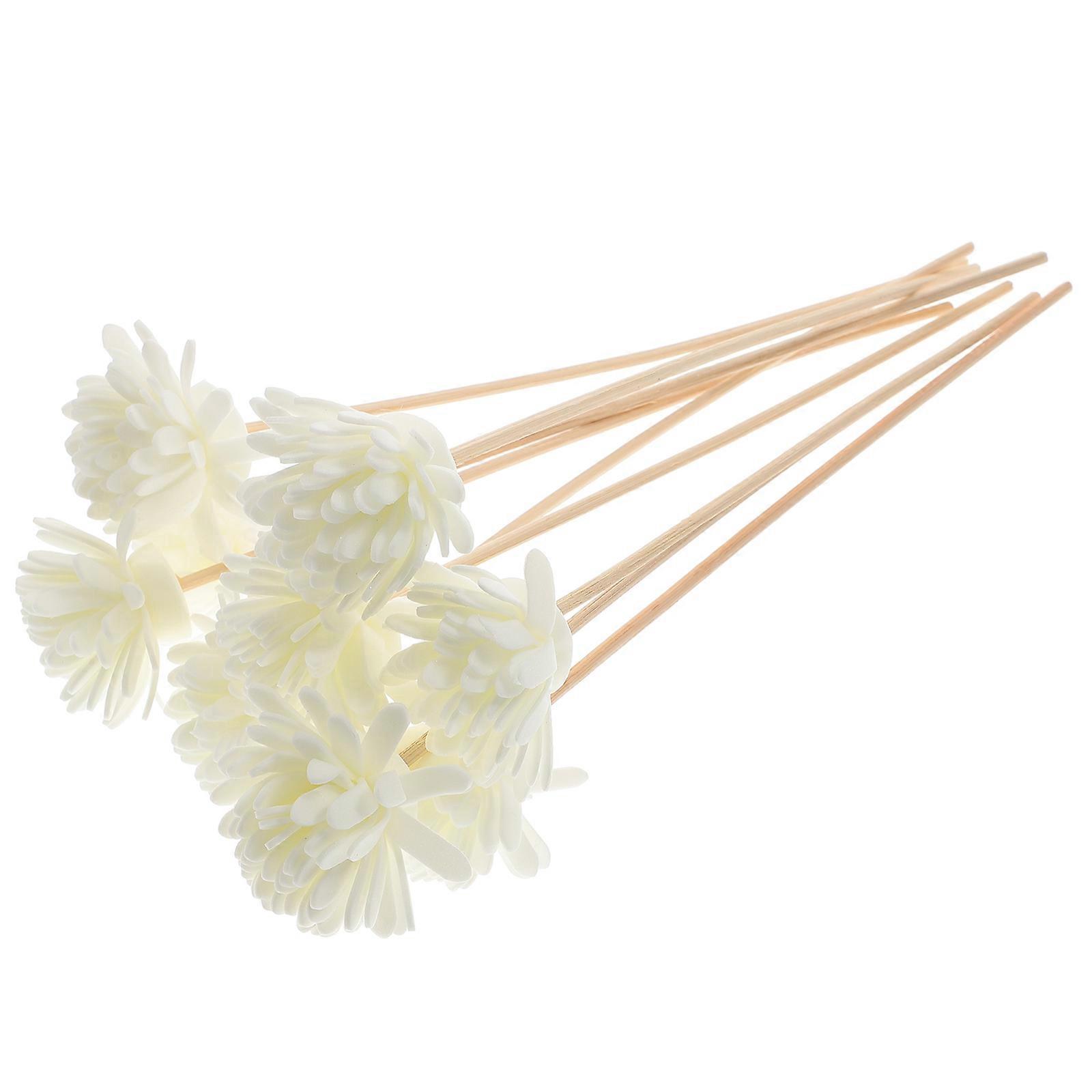 10 Stück Kleine Chrysanthemen-duftstäbchen Aus Rattan, Natürliche Duftstäbchen Für Aromaöl-diffusoren Zur Dekoration Von Wohnräumen (wh-22.00x5.00x3.00cm-white