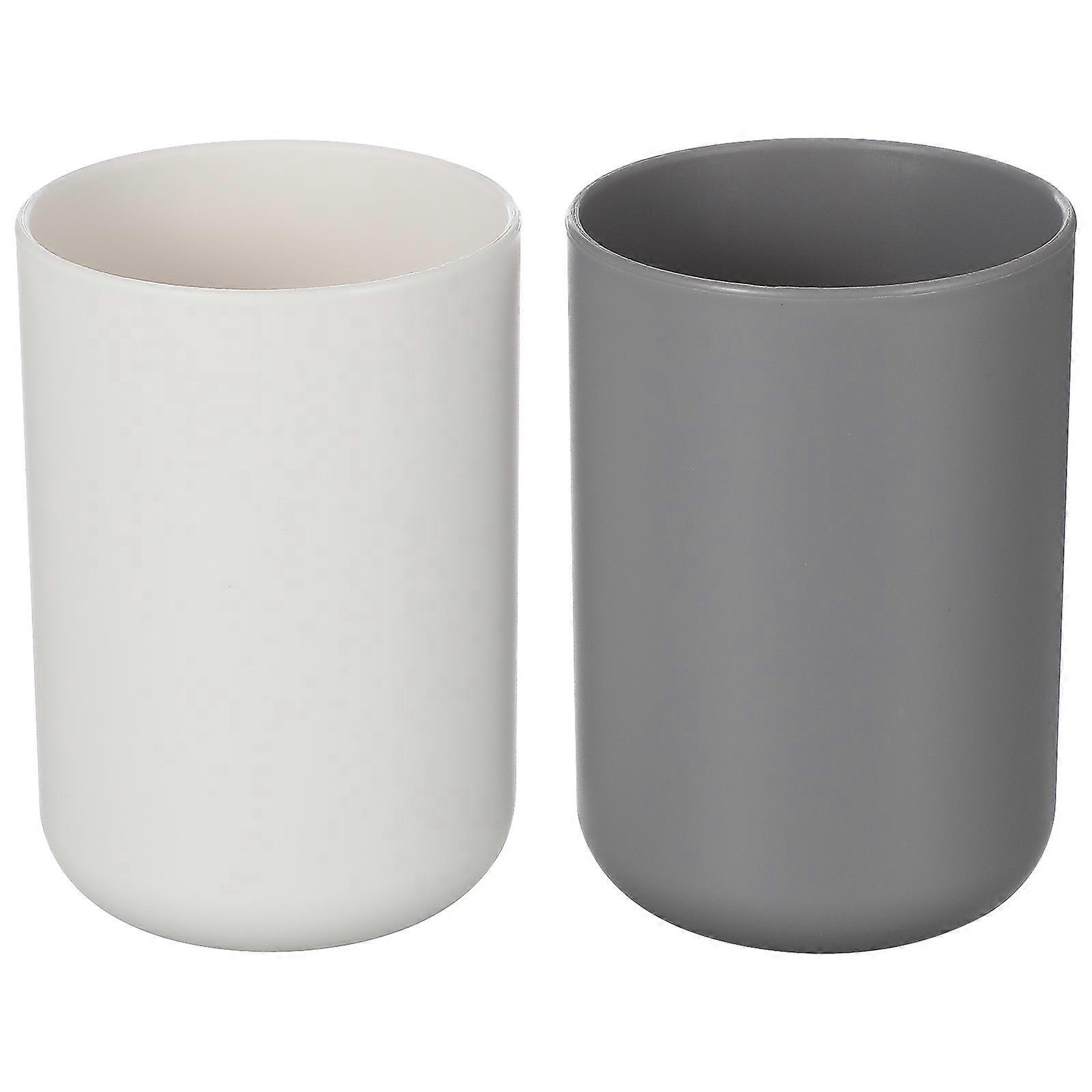 2 Stück Kunststoff-zahnbürstenbecher Im Kreativen Japanischen Stil Für Badezimmer (weiß Und Grau)-2pcs