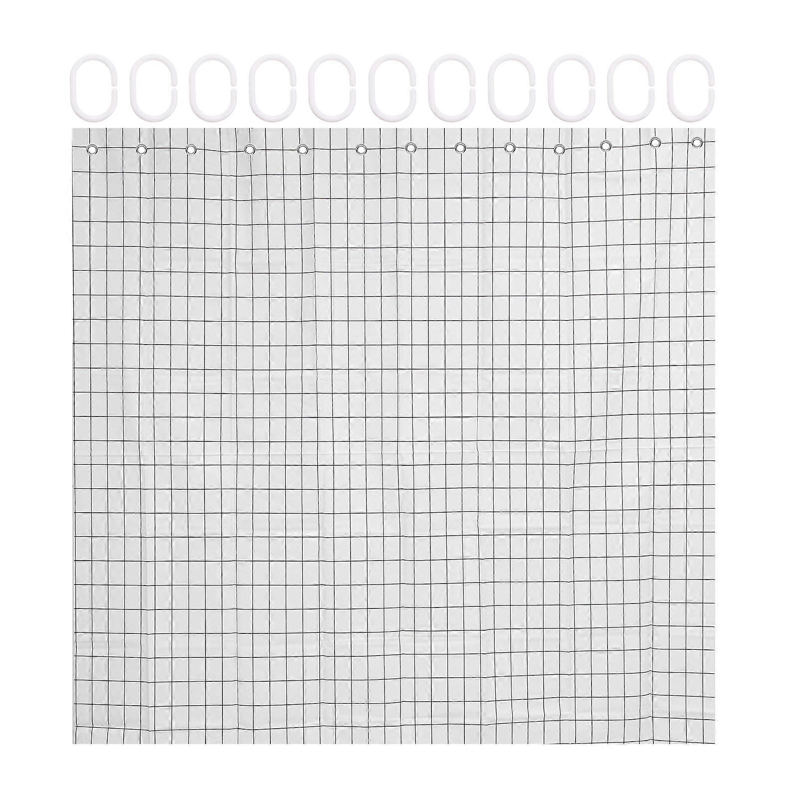 1 Set Bedruckter Duschvorhänge, Schwarz-weiß Kariert-180x180x0.01cm-white