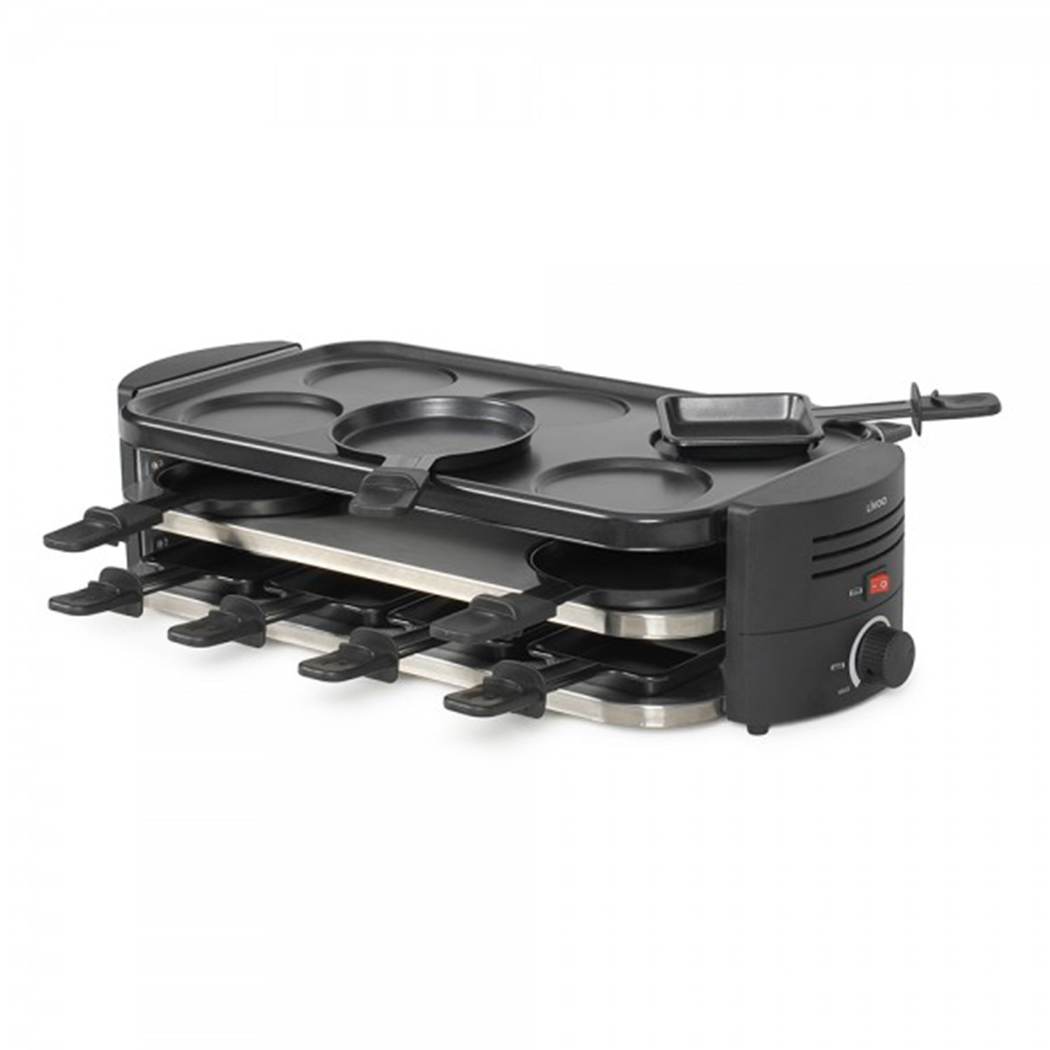 Appareil À Raclette Livoo, Pizzas & Crêpes 8 Personnes, 1600 W, Noir