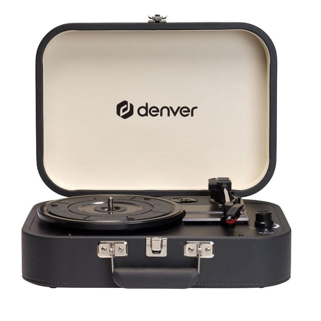 DENVER VPL-130DGR Retro designed suitcase turntable with PC recording via USB - Plattenspieler Schwarz
