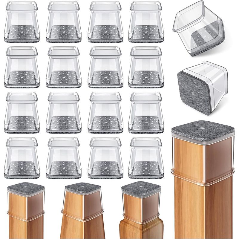 Ortviai Square Xl Stuhlbeinschoner 36–51 Mm, Verstärktes Silikonfilz, Kratzfest, Für Holzböden, 20er-pack, Grau