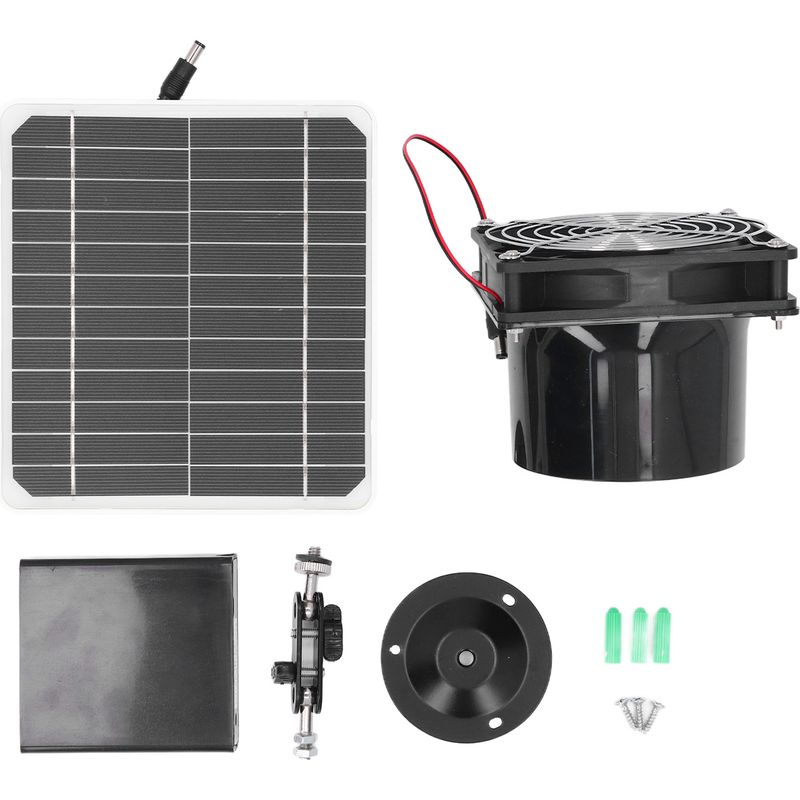 50-w-12-v-solar-abluftventilator, 6,5-zoll-monokristallines Solarpanel Mit Schutzgitter Und 3 Batteriefächern