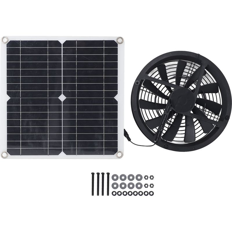 Wasserdichter 12-w-solarventilator – Komplettset Mit 28-cm-panel Und 25-cm-ventilator Für Gewächshaus, Hühnerstall Und Mobile Unterkünfte – Polykristallines Silizium