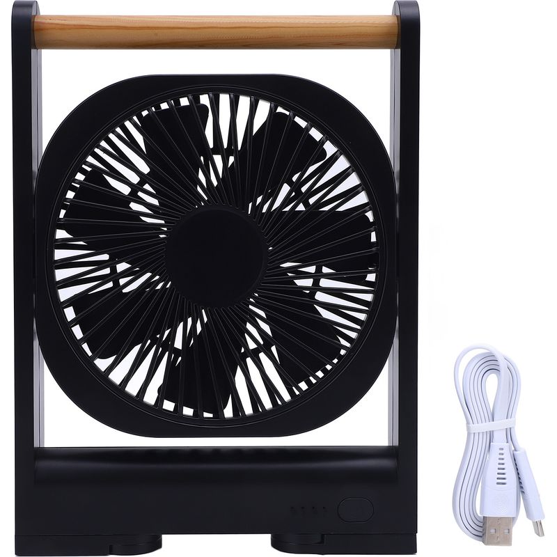 Ortviai Schwarzer, Magnetischer, Wiederaufladbarer Und Leiser Tischventilator Mit 4 Geschwindigkeitsstufen, Tragbar Mit Griff Und Usb-c-anschluss