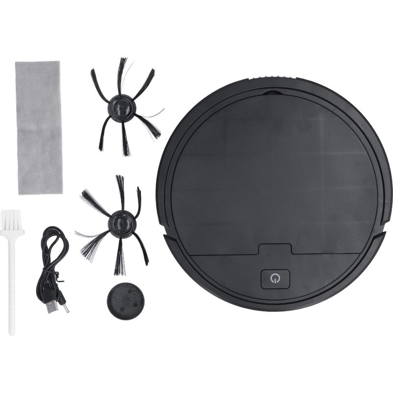 Kompakter 3-in-1-saugroboter Mit Usb-ladefunktion, 1200-mah-akku, Schwarz, 24,9 X 6 Cm, Leise (55 Db), Ideal Für Kleine Räume