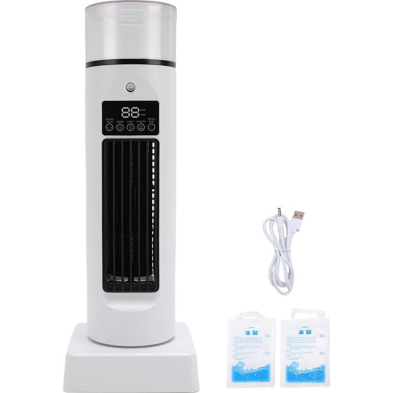 Bym-907s Standventilator Ohne Rotorblätter Mit Usb-sprühfunktion, 6 Geschwindigkeitsstufen, 100-ml-wassertank, 7-farbigem Nachtlicht Und Leisem Betrieb