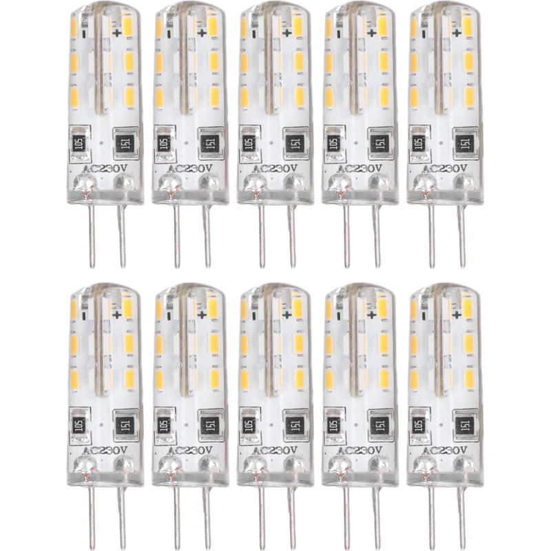 10er-packung G4-led-lampen Mit Zwei Stiften Und Weißem Silikonsockel