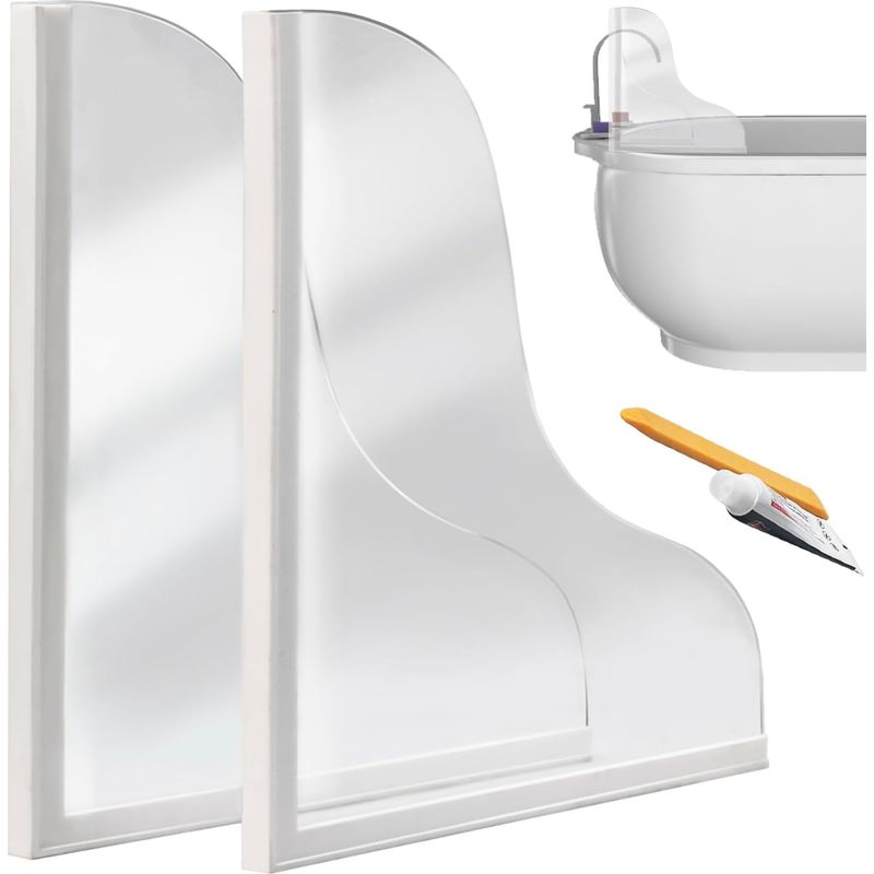 Duschabtrennung Aus Acryl Mit 2 Transparenten, Spritzwassergeschützten Paneelen, Eckenschutz Und Sockel.