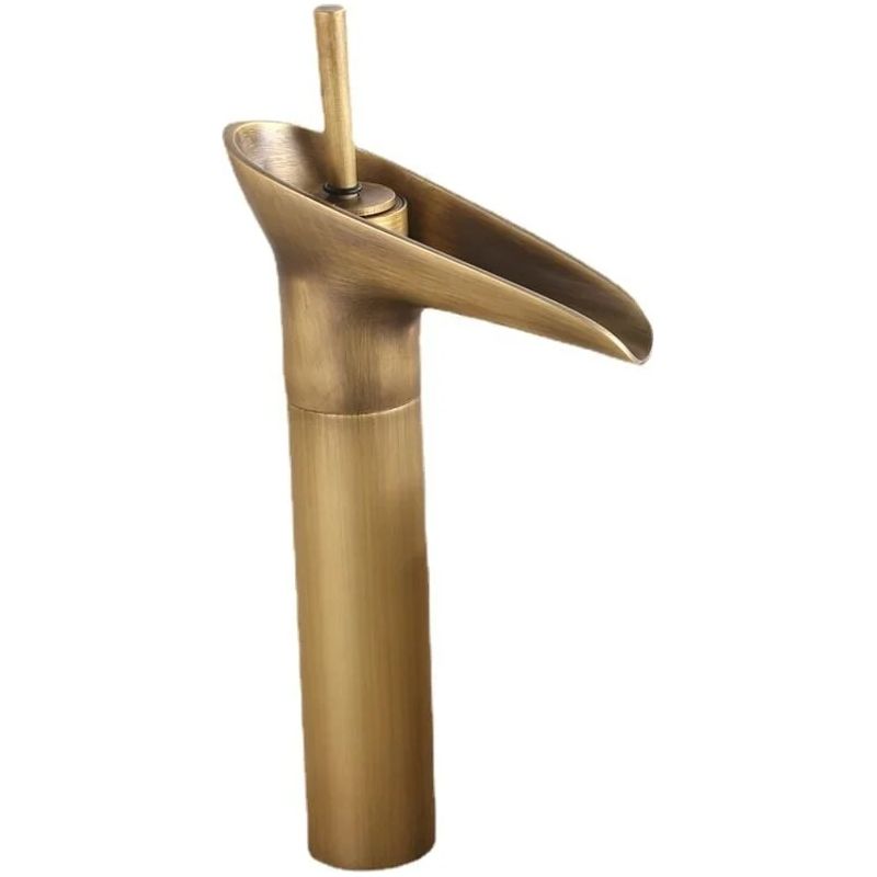 Messing-waschtischarmatur Mit Wasserfallauslauf, Einhebelmischer Für Hohe Waschbecken, Bronze-finish, Höhe 31,5 Cm