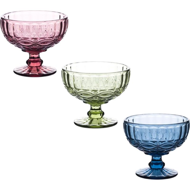 Dekorative Und Sichere Dessertbecher Und Eisschalen, 3er-set Mit Blumenmuster, Aus Glas, Für Partys