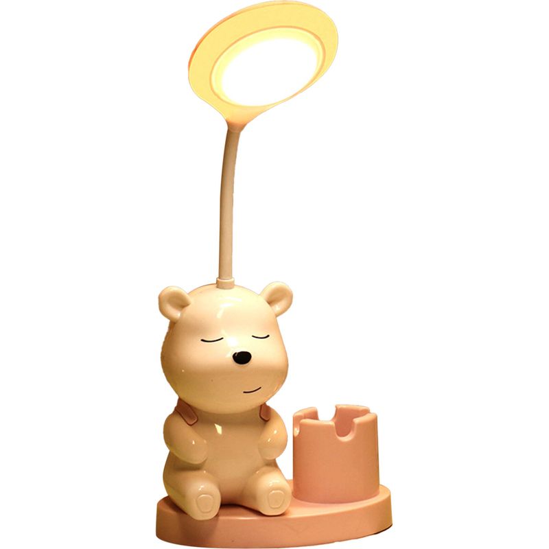 Wiederaufladbare, Pinkfarbene Led-tischlampe Mit Stifthalter Über Usb