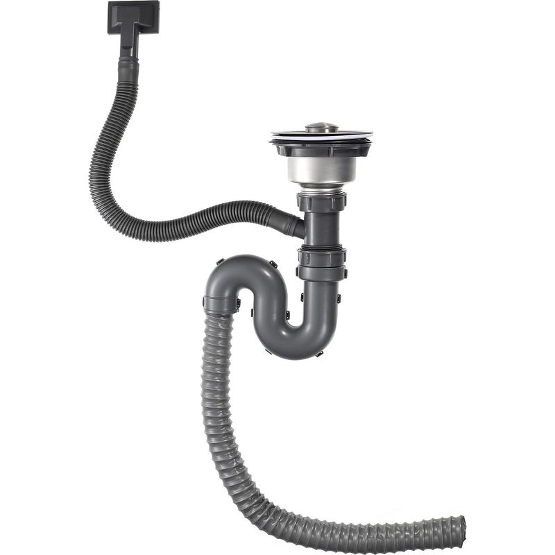Inoomp Siphon-set Für Spülbecken Mit S-förmigem Überlauf Und Flexiblem Edelstahl-abflussrohr