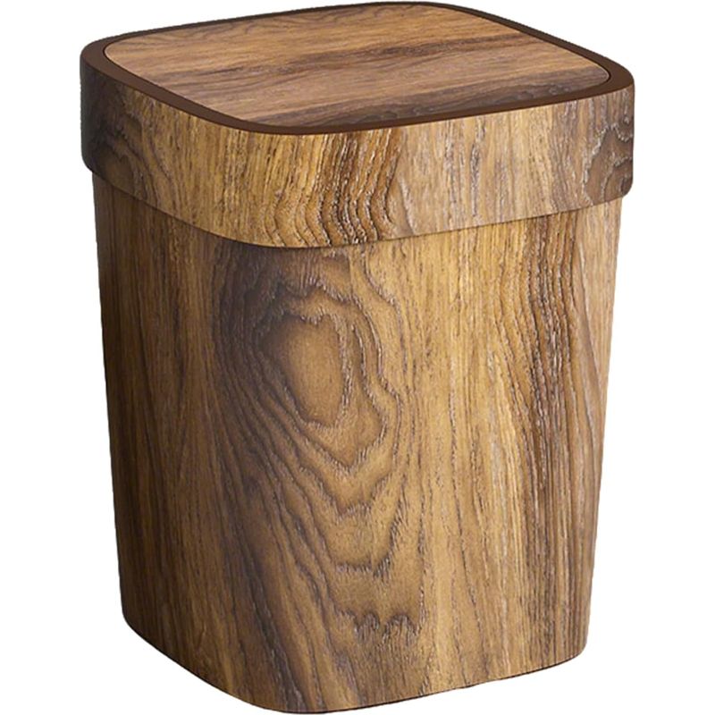 Rechteckiger Badezimmer-abfalleimer Aus Holz, Geruchsabweisend, 12 L, Mit Klappdeckel