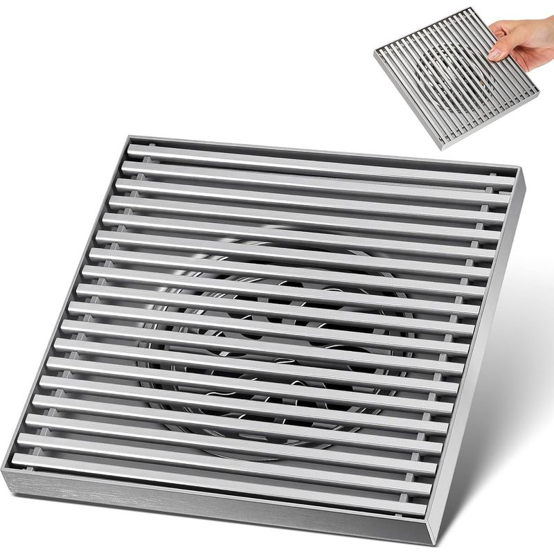Inoomp Quadratischer Edelstahl-bodensiphon, Edelstahl 304, Geruchsverschluss Und Effiziente Entwässerung