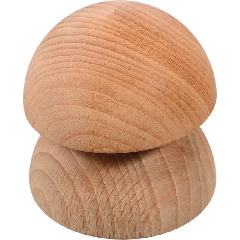 Healeved Set Aus 2 Holzpfostenornamenten, Kunstvoll Geschnitzte Halbkugeln, Elegante Dekoration